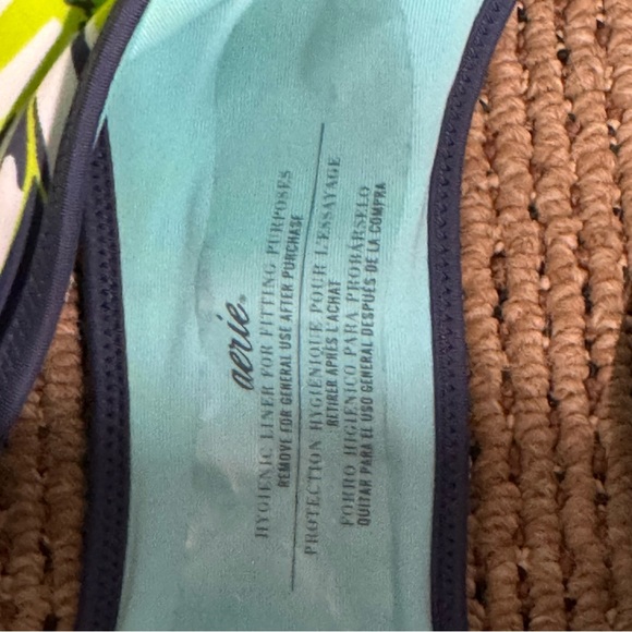 NWOT Aerie Bikini Bottom Triangle String Tie Blue Green Floral - Picture 5 of 6